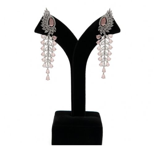 Elegant Rose Stone Long Earrings for Women